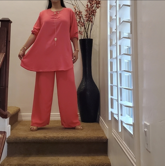 ⭐️FROM FRANCE!⭐️FABULOUS Wide Leg Pant And Tunic Top 2 Piece Set MADE IN FRANCE! - Picture 15 of 15